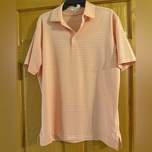 Peter Millar Summer Comfort striped golf polo size men’s medium salmon pink